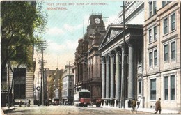 T2/T3 1908 Montreal, Post Office And Bank Of Montreal, Trams  (small Tear) - Sonstige & Ohne Zuordnung