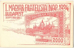 ** T2/T3 1924 Budapest, I. Magyar Filatelista Nap, Országház, Parlament / 1st Hungarian Philatelist Day S: Lehnert (EK) - Unclassified