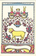 ** T1 Húsvét. Nyomtatta és Kiadja Knerr Izidor, Gyoma / Hungarian Art Postcard With Easter Lamb And Rabbits S: Kozma - Sin Clasificación