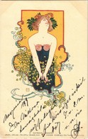 T2/T3 Art Nouveau Lady. Philipp & Kramer Wiener Künstler-Postkarte Serie V/10. S: Koloman Moser - Sin Clasificación