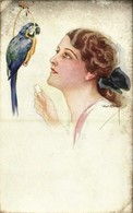 ** T2 Italian Art Postcard: Lady With Parrot. P.F.B. No. 3969/6. S: Usabal - Ohne Zuordnung