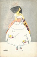 ** T1/T2 Art Nouveau Lady. B.K.W.I. 746-1. S: Mela Koehler - Ohne Zuordnung