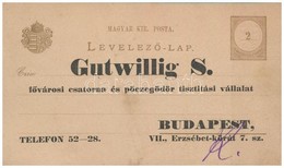 * T2 Budapest VII. Erzsébet Körút 7. Sz., Gutwillig S. Fővárosi Csatorna és Pöczegödör Tisztítási Vállalat Reklámlapja / - Ohne Zuordnung