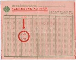 1934. 'Szerencse Naptár' Magyar Királyi Osztálysorsjáték Reklámja - Sin Clasificación