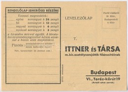 1935. 'Ittner és Társa M. Kir. Osztálysorsjáték Főárusítói' Kitöltetlen Levelezőlapos Hirdetése A '35. Magyar Királyi Os - Sin Clasificación