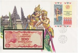 Indonézia 1984. 100R Felbélyegzett Borítékban, Bélyegzéssel T:I 
Indonesia 1984. 100 Rupiah In Envelope With Stamp And C - Sin Clasificación