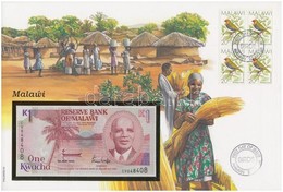 Malawi 1992. 1K Felbélyegzett Borítékban, Bélyegzéssel T:I 	
Malawi 1992. 1 Kwacha In Envelope With Stamp And Cancellati - Unclassified