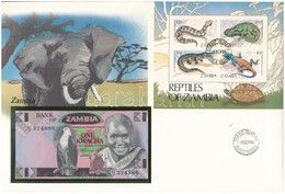 Zambia 1980-1988. 1K Felbélyegzett Borítékban, Bélyegzéssel T:I 
Zambia 1980-1988. 1 Kwacha In Envelope With Stamp And C - Unclassified