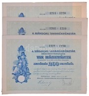 Mándok 1927. 'Mándoki Takarékpénztár Részvénytársaság' Tíz Részvénye Egyben, összesen 200P (3x) Sorszámkövetők T:II Szak - Ohne Zuordnung