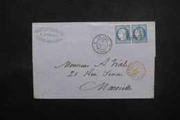 RÉUNION - Lettre De St Denis Pour Marseille En 1876, Affranchissement Paire De Cérès 25ct - L 51653 - Cartas & Documentos