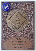 1937. 'Filtex Sport Club 1935' Zománcbetétes Br Plakett 'F.S.C. IV. O. Sakk Csap. Bajn. Pontszerzésért 1936-37' Gravíroz - Unclassified