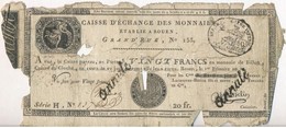 Franciaország / Rouen 1797-1803. 20Fr 'annulé (érvénytelen)' Felülbélyegzéssel T:IV 
France Rouen 1797-1803. 20 Francs ' - Unclassified