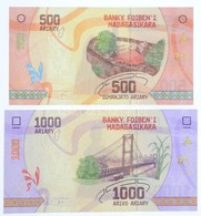 Madagaszkár 2017. 500A + 1000A T:I,I- 
Madagascar 2017. 500 Ariary + 1000 Ariary C:UNC,AU - Sin Clasificación