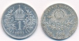 Ausztria 1901. 1K Ag 'Ferenc József' + 1908. 1K Ag 'Ferenc József - Jubileum' T:2 
Austria 1901. 1 Corona Ag 'Franz Jose - Unclassified