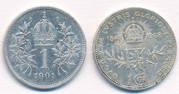 Ausztria 1901. 1K Ag 'Ferenc József' + 1908. 1K Ag 'Ferenc József - Jubileum' T:2 
Austria 1901. 1 Corona Ag 'Franz Jose - Sin Clasificación