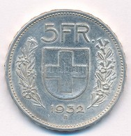 Svájc 1932B 5Fr Ag T:1- Kis Ph. 
Switzerland 1932B 5 Francs Ag C:AU Small Edge Error Krause KM#40 - Sin Clasificación