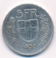 Svájc 1935B 5Fr Ag T:2 
Switzerland 1935B 5 Francs Ag C:XF
Krause KM#40 - Sin Clasificación