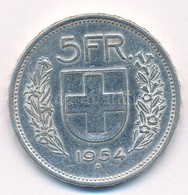 Svájc 1954B 5Fr Ag T:2 Kis Ph. 
Switzerland 1954B 5 Francs Ag C:XF Small Edge Error Krause KM#40 - Sin Clasificación