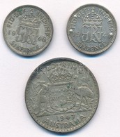 Vegyes: Nagy-Britannia 1944-1946. 6p Ag (2xklf) + Ausztrália 1947. 1Fl Ag T:2,2- Egyiken ü.
Mixed: Great Britain 1944-19 - Sin Clasificación