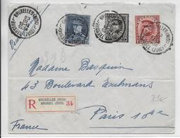 BELGIQUE - 1934 - ENVELOPPE RECOMMANDEE Avec TRICOLORE De BRUXELLES (MIDI) => PARIS - Briefe U. Dokumente