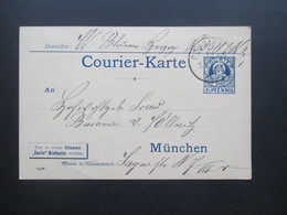 Deutsches Reich Privatpost Courier Karte München 1898 Nur In Einen Blauen Courier Briefkasten Werfen - Correos Privados & Locales