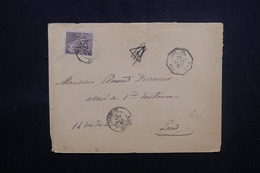 RÉUNION - Enveloppe De St Denis Pour Paris En 1887, Affranchissement Alphée Dubois, Cachet De Taxe Annulé - L 51664 - Cartas & Documentos