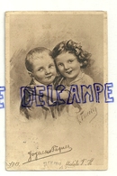 Joyeuses Pâques. Deux Enfants. Signée Feiertag. 1913 - Feiertag, Karl