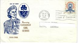 CANADA 1960 - SCOUT - HONOURING CANADIAN GIRL GUIDES  - FDC - VIAGGIATA DA OTTAWA A HAIFA ISRAELE - 1952-1960