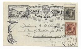 LUXEMBOURG - 1927 - CARTE POSTALE Par BALLON ! EXPO PHILATELIQUE INTERNATIONALE - Cartoline Commemorative