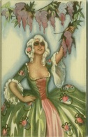 CHIOSTRI SIGNED 1920s POSTCARD -  GLAMOUR LADY WITH FLOWERS - EDIT BALLERINI & FRATINI N.202 ( BG801) - Chiostri, Carlo