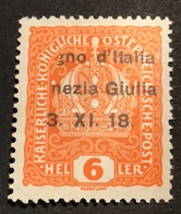 Venezia Giulia 1918 RARE VARIETY Sa 3 VF UNUSED * (Italy 1914-18 War Regno D‘ Italia Italie Österreich - Venezia Giulia