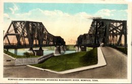 Tennessee Memphis The Memphis And Harrihan Bridges Spanning Mississippi River 1924 Curteich - Memphis