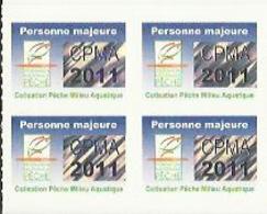 Taxe Piscicole ( CPMA ) Personne MAJEURE 2011 - Bloc De 4 Timbres Vierges - Vissen