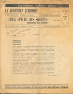 Le Quotidien Juridique - Journal Spécial Des Sociétés Françaises Par Actions - 15 Octobre 1983, N° 113 - 1950 - Today