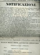 SP72 MANIFESTO 1856 NOTIFICAZIONE PER APPALTO POSTE CAVALLI  ALBANO FOLIGNO FAENZA PIANORO FERRARA BONDENO - Manifesti
