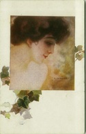 MONESTIER SIGNED 1910s POSTCARD -  GLAMOUR WOMAN & LEAVES - SERIE 883  ( BG805) - Monestier, C.