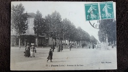 CPA FEURS LOIRE AVENUE DE LA GARE ANIMATION ED MAYMAT 1919 - Feurs