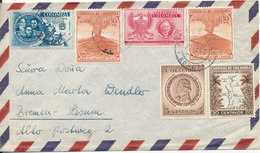 Colombia Air Mail Cover Sent To Germany 20-4-1958 With More Topic Stamps Incl. MAP (bended Cover) - Colombia
