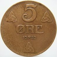 LaZooRo: Norway 5 Ore 1922 VF - Norvège