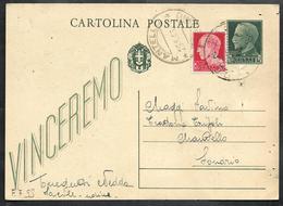 W312  - INTERO POSTALE 15 C. VINCEREMO USATO NEL 1943 - Entiers Postaux