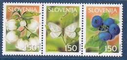 Slovenia Slowenien Slovenie 2002 Mint MNH **: FLORA Blueberry FAUNA, Butterfly Schmetterling Papillon Mariposa; Inesct - Vlinders