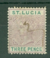 St Lucia: 1886/87   QV   SG40    3d   [Die I]   Used Fiscal? - St.Lucia (...-1978)