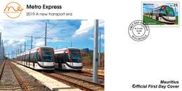 Mauritius 2019 FDC A New Transport Era - Metro Express Light Rail Transit System Train - Eisenbahnen