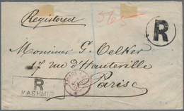 Indien - Feudalstaaten: KASCHMIR: 1890, 1 A Dull-green Mixed Franking With INDIA 1 A Lilac-brown And - Autres & Non Classés