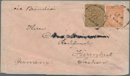 Indien - Feudalstaaten: KASCHMIR: 1889, 1 A Grey-green Mixed Franking With INDIA 3 A Brown-orange On - Altri & Non Classificati