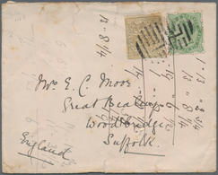 Indien - Feudalstaaten: KASCHMIR: 1890, 1 A Grey-green Mixed Franking With INDIA 2A 6P Green On Cove - Other & Unclassified