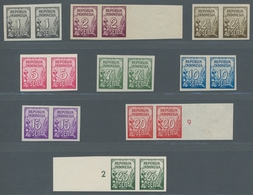 Indonesien: 1951, "1 To 25 S. Regular Stamps As Imperforated Proofs Without Gum", Unused Pairs In Pe - Indonésie