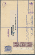 Malaiische Staaten - Sarawak: 1925, 12 C Blue Postal Stationery Registered Cover (size H) With Addit - Altri & Non Classificati
