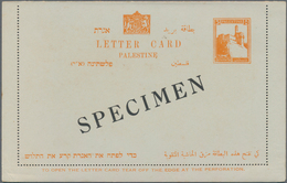 Palästina: 1927, 4 M, 7 M, 8 M Postal Stationery Card + 5 M Letter Card All With Overprint "SPECIMEN - Palästina