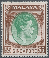 Singapur: 1948, Freimarkenausgabe König Georg VI., Der Höchstwert 5 Dollar In Zähnung C (17 1/2:18), - Singapur (...-1959)